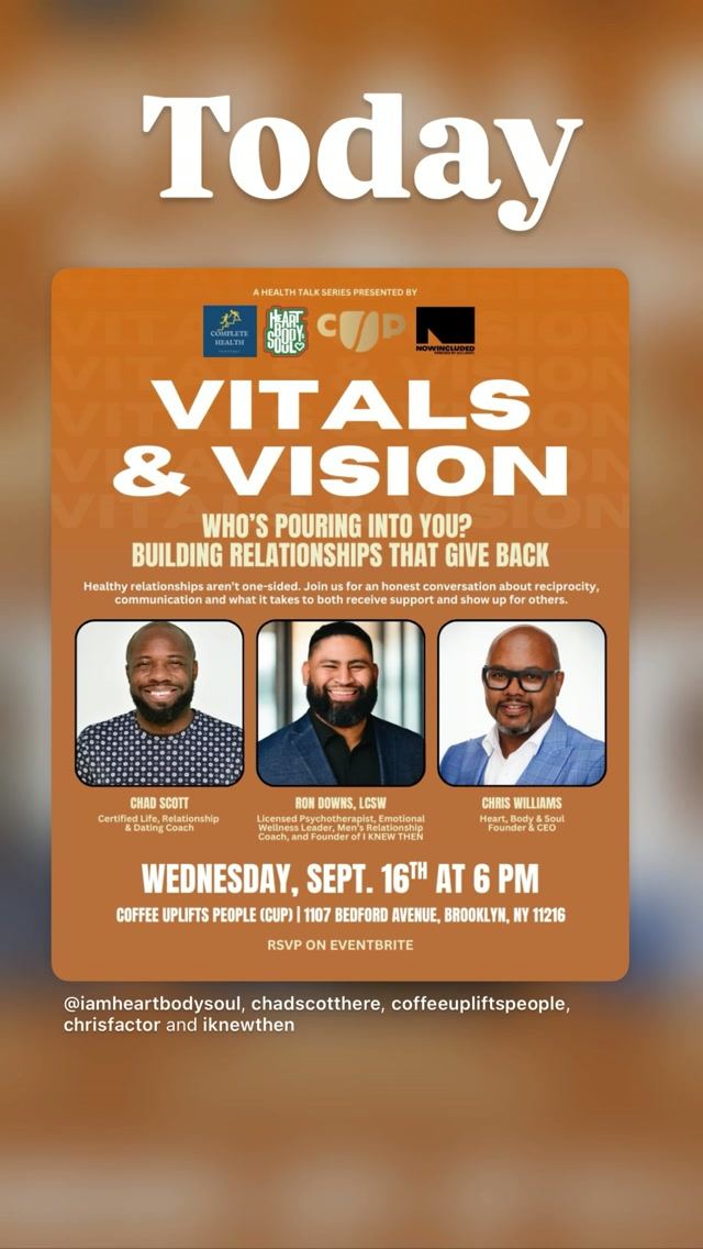 Vitals & Vision, Wed, Sep 16, Coffee Uplifts People (CUP), Bedford-Stuyvesant