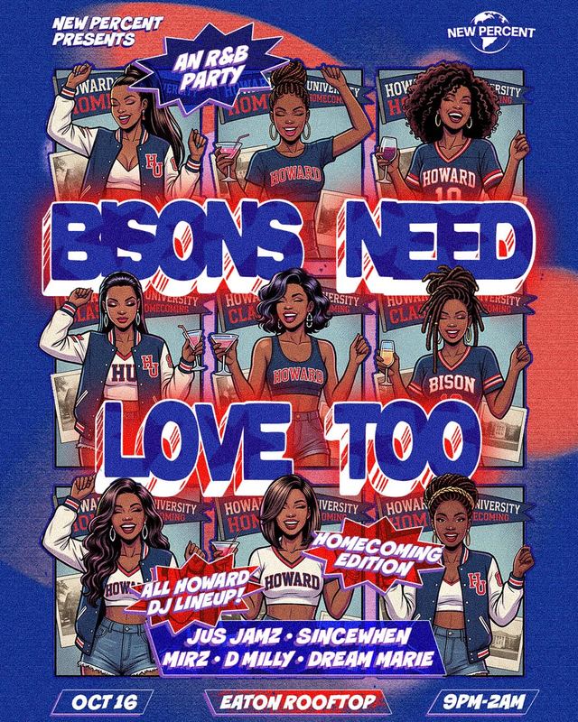 BISONS NEED LOVE TOO, Fri, Oct 16, Eaton Rooftop
