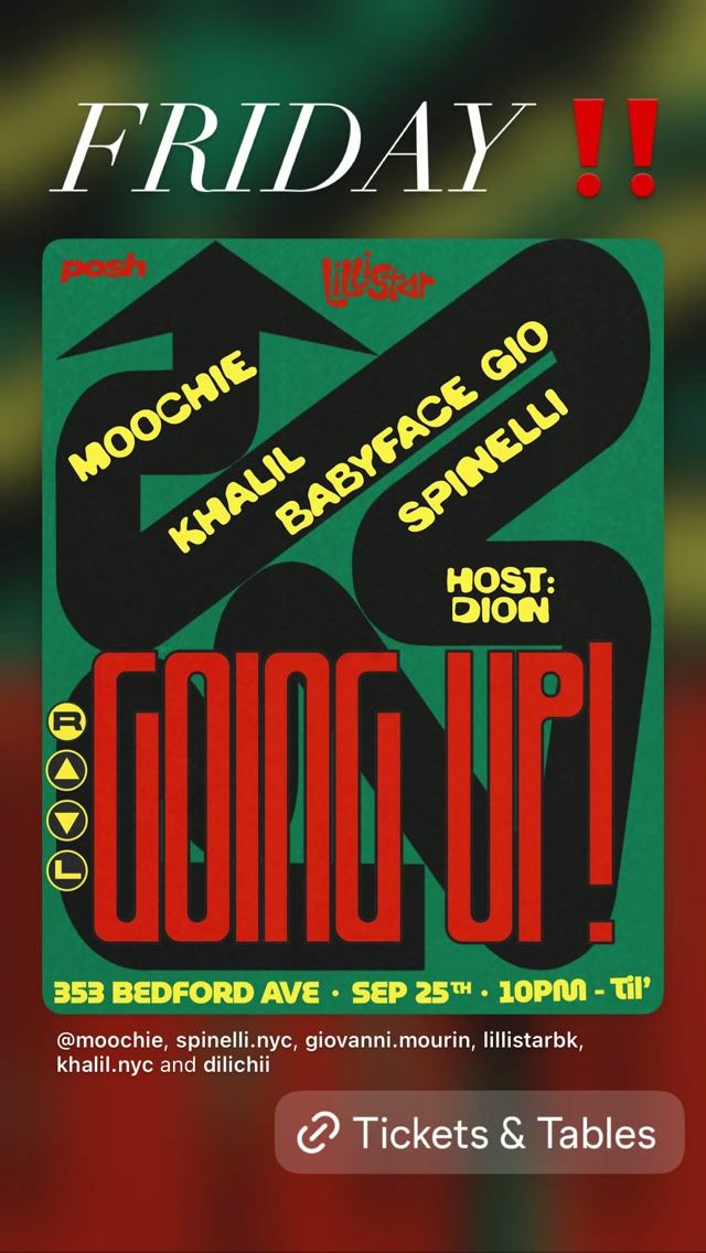 GOING UP!, Fri, Sep 25, Lillistar, Williamsburg