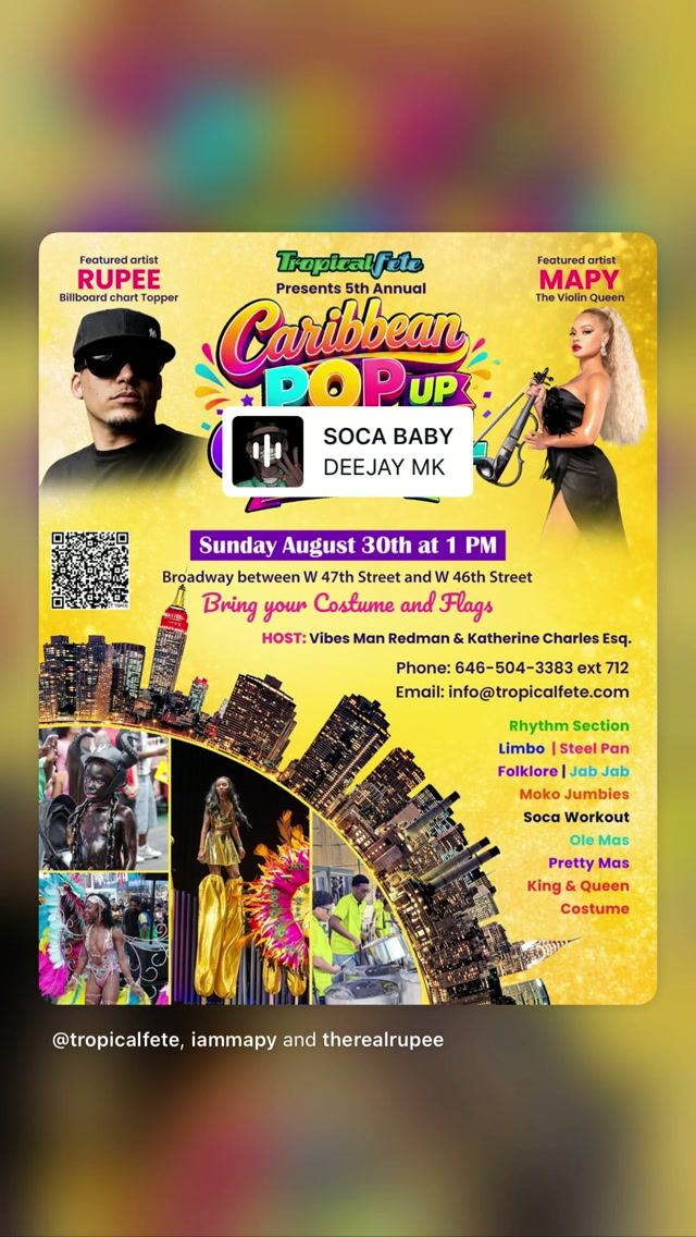 Caribbean Pop Up, Sun, Aug 30
