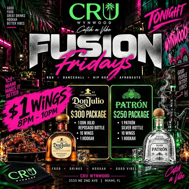 FUSION FRIDAYS AT CRU WYNWOOD!, Fri, Oct 16, Cru Lounge Wynwood