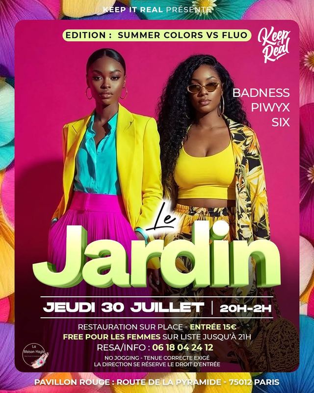 Summer Color vs Fluo Edition, Thu, Jul 30, Le Jardin