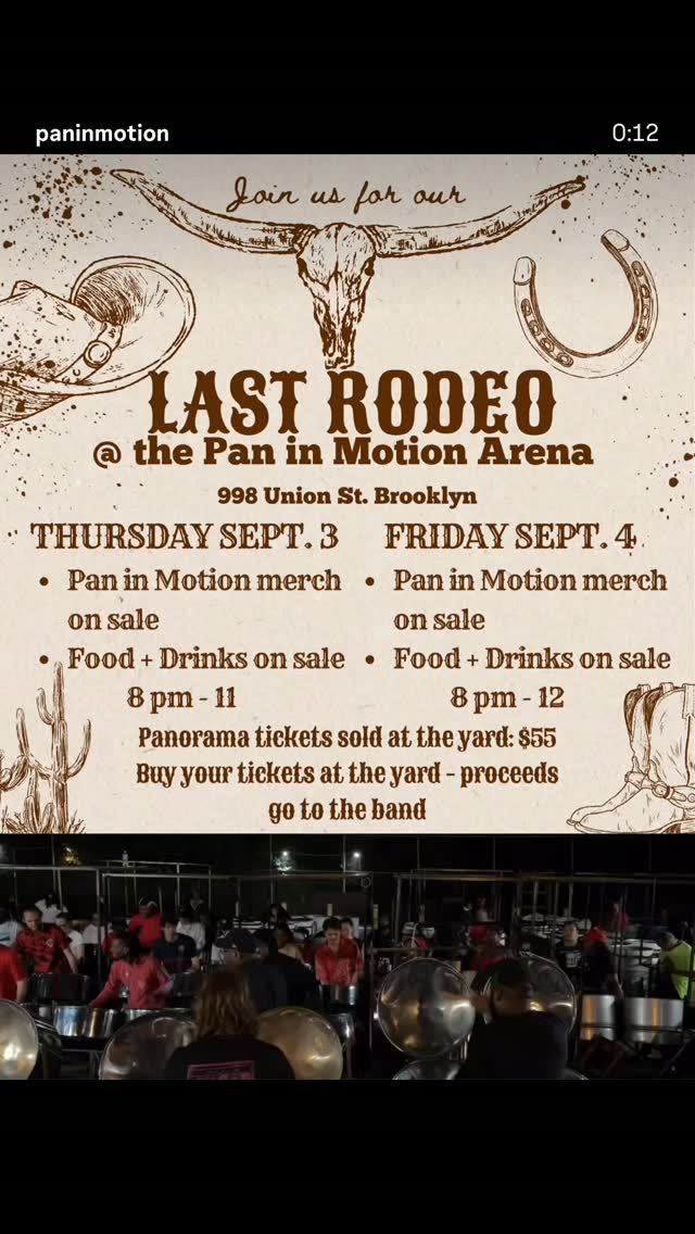 Last Rodeo, Fri, Sep 4, Pan in Motion Arena, Crown Heights