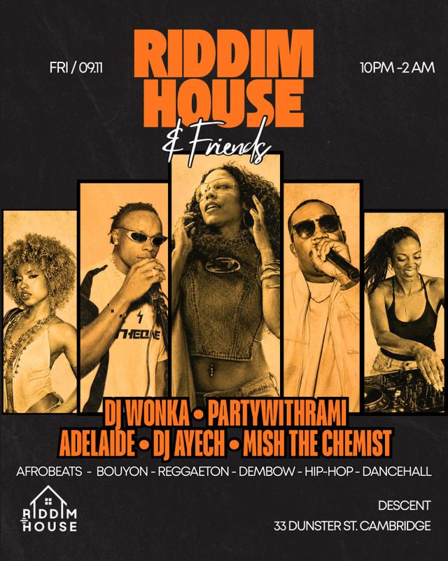 Riddim House & Friends, Fri, Sep 11, Descent, Harvard Square