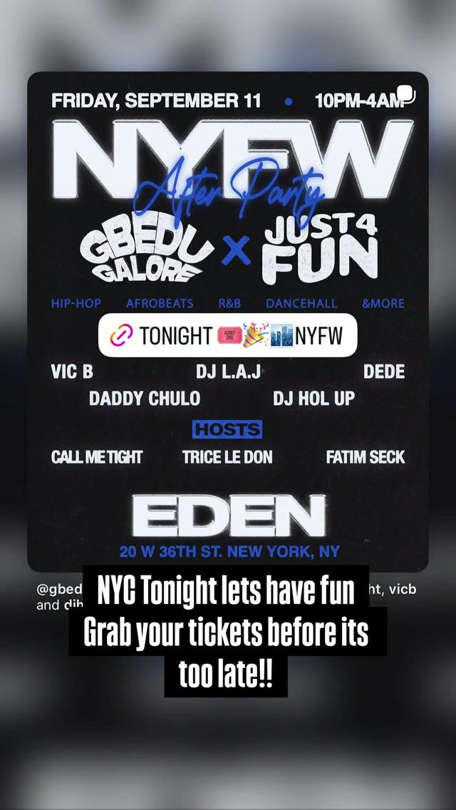 NYFW After Party, Fri, Sep 11, Eden, Midtown