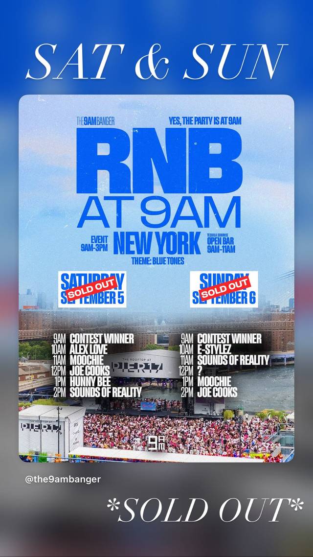 RNB AT 9AM, Sun, Sep 6, Pier 17, Manhattan