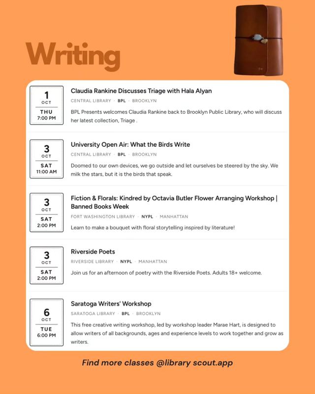 Saratoga Writers' Workshop, Tue, Oct 6, Saratoga Library, Ocean Hill