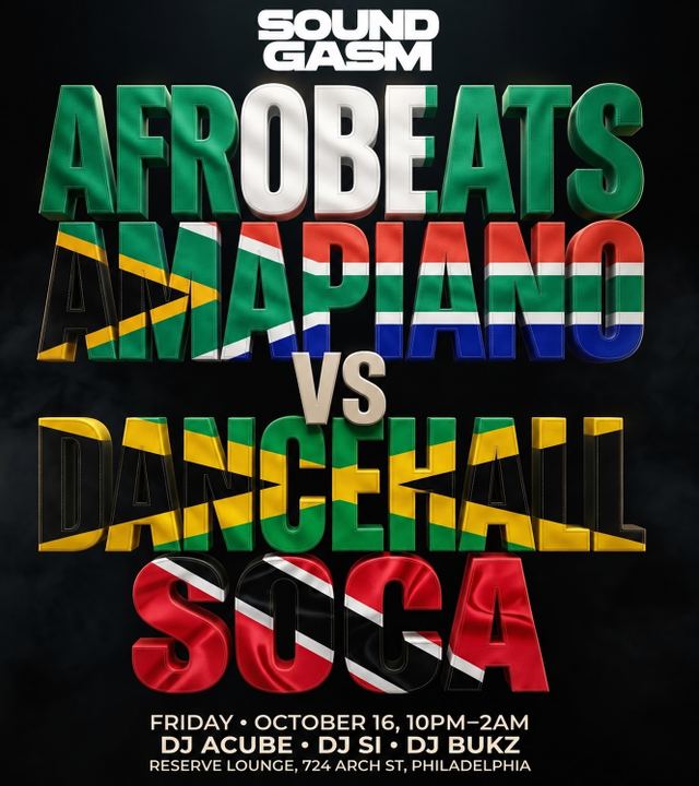 Afrobeats Amapiano vs Dancehall Soca, Fri, Oct 16, Reserve