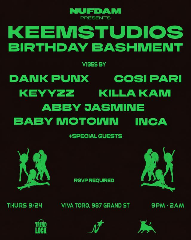 Keemstudios Birthday Bashment, Thu, Sep 24, Viva Toro, Williamsburg