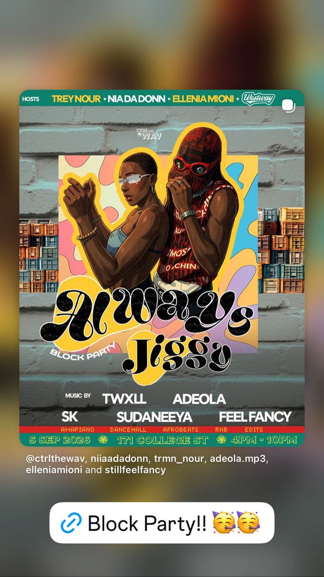 Always Jiggy, Sat, Sep 5, 171 College St, Old Toronto