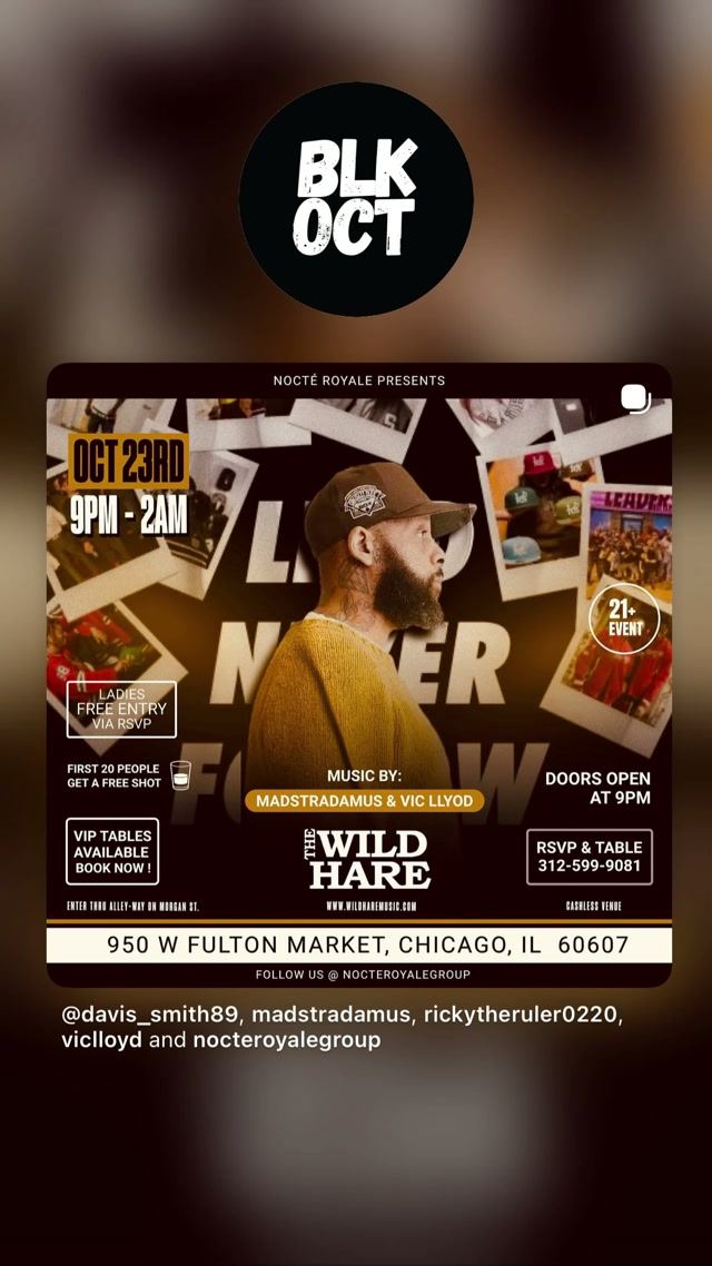 BLK OCT, Fri, Oct 23, The Wild Hare, Fulton Market
