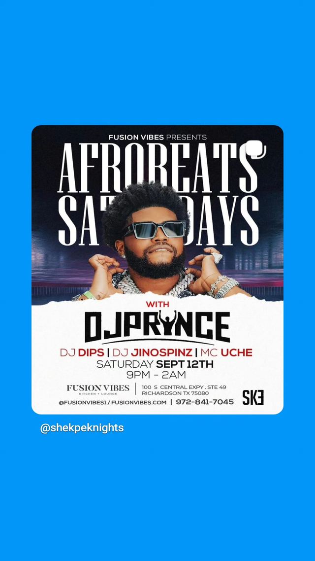 AFROBEATS SATURDAYS, Sat, Sep 12, Fusion Vibes Kitchen + Lounge