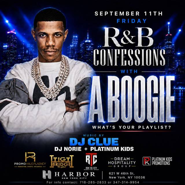 R&B Confessions with A Boogie, Fri, Sep 11, Harbor New York City, Hell's Kitchen