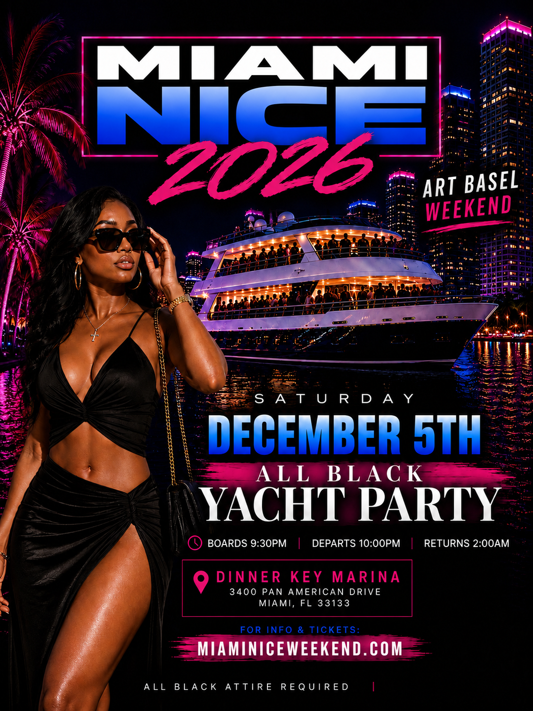 Miami Nice 2026 | Art Basel Weekend All Black Yacht Party