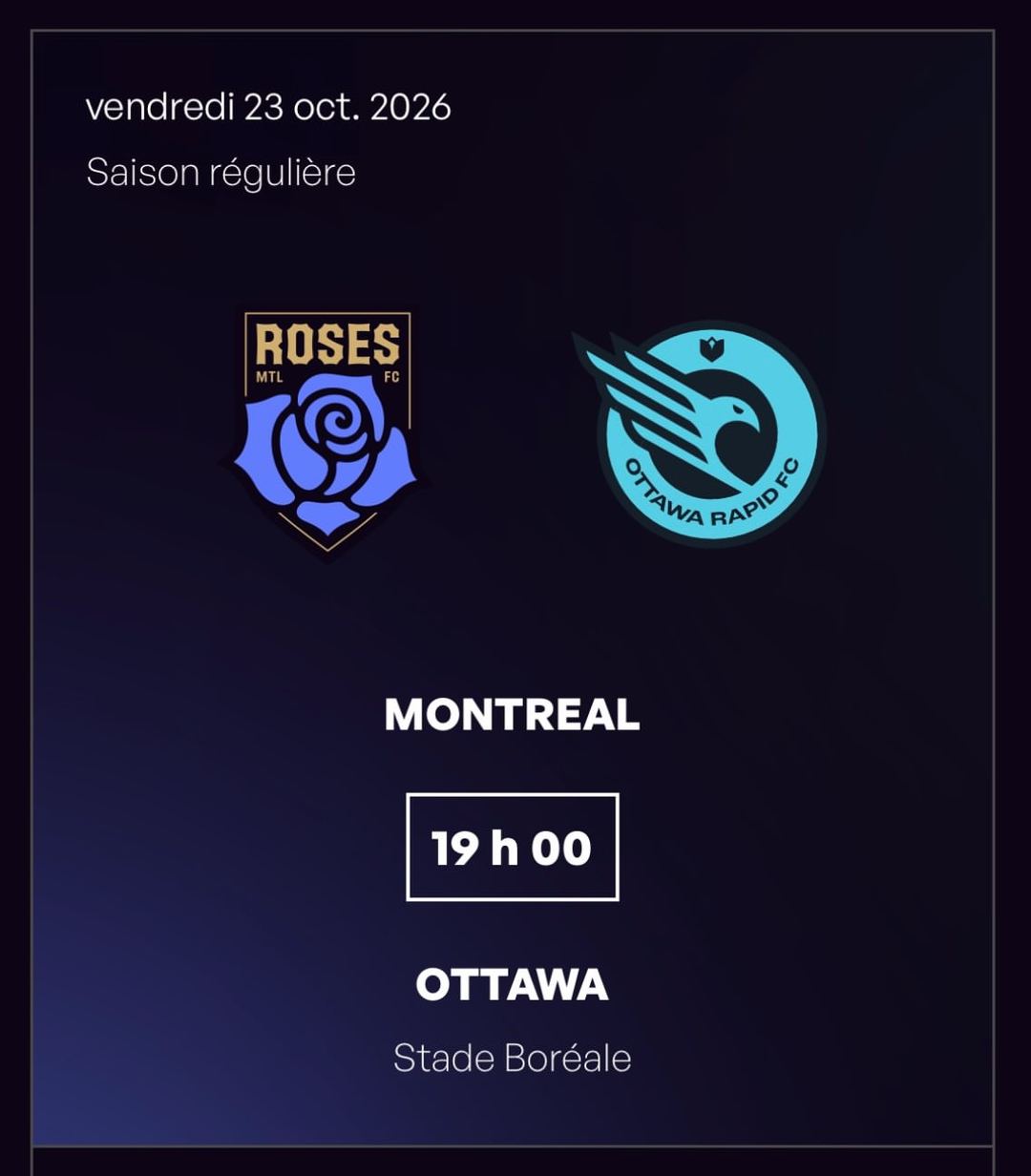 Roses de Montréal FC 🆚 Ottawa Rapid FC