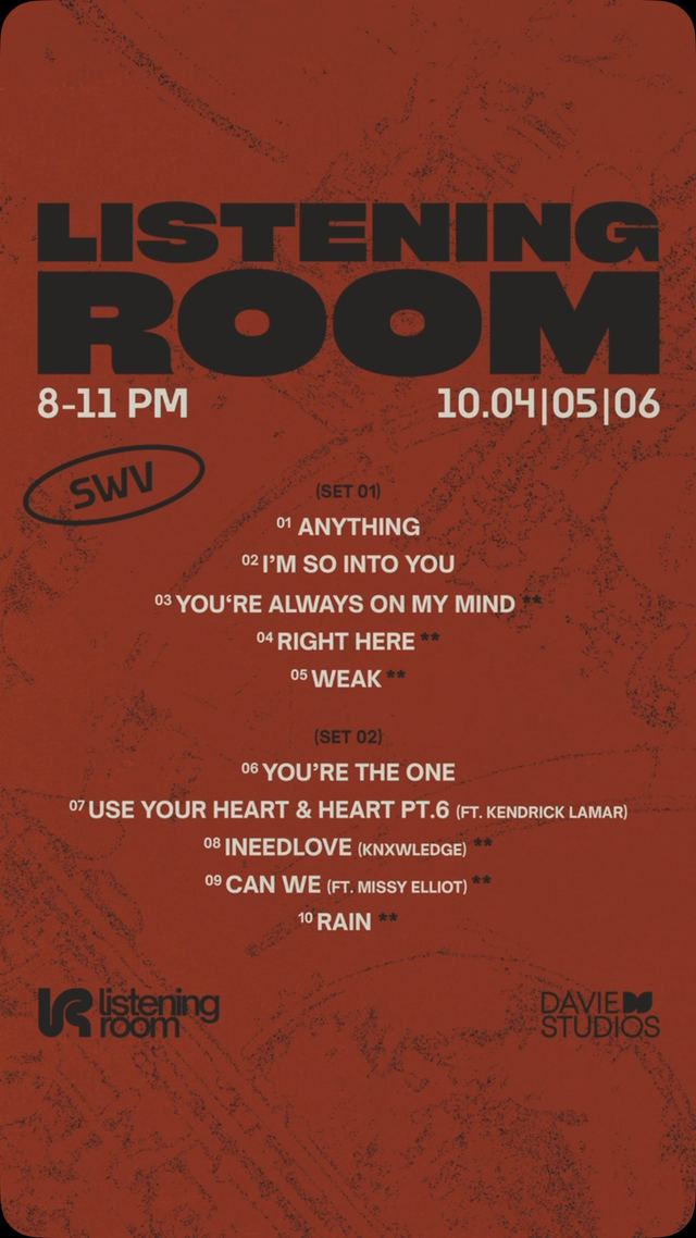 LISTENING ROOM, Sun, Oct 4, DAVIE STUDIOS