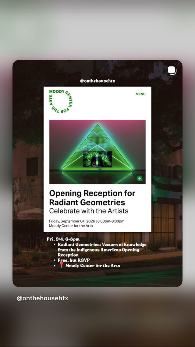 Opening Reception for Radiant Geometries, Fri, Sep 4, Moody Center for the Arts, University Place