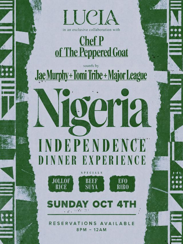 Nigeria Independence Dinner Experience, Sun, Oct 4, Lucia