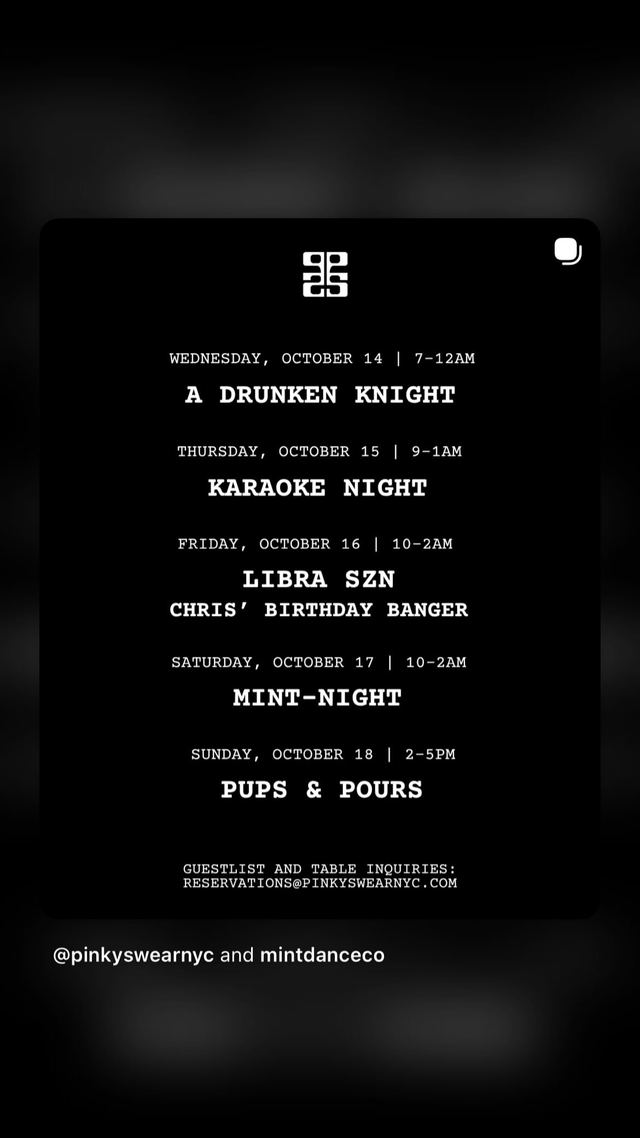 LIBRA SZN CHRIS' BIRTHDAY BANGER, Fri, Oct 16, Pinky Swear NYC