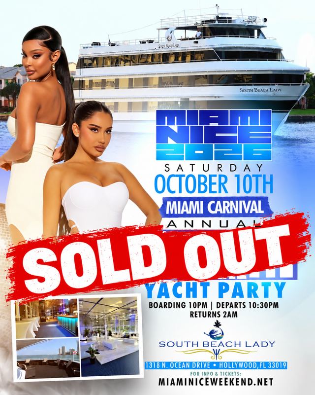 Miami Nice 2026 All White Yacht Party, Sat, Oct 10, South Beach Lady, Hollywood Lakes