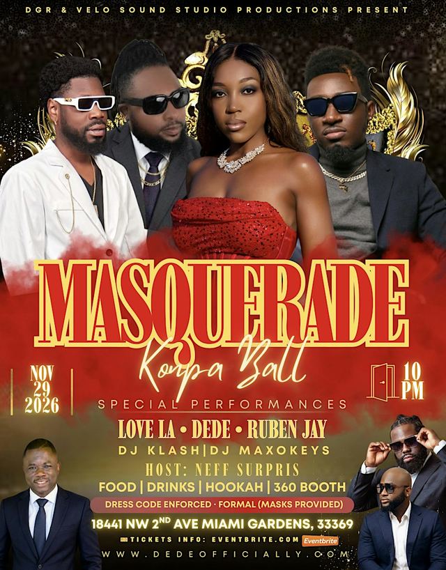 MASQUERADE KONPA BALL, Sun, Nov 29, 18441 NW 2nd Ave 5th floor