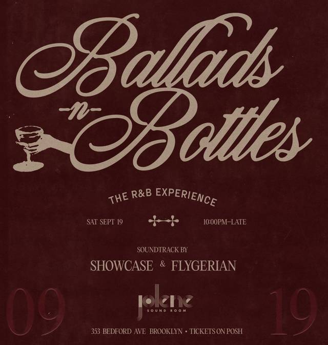 Ballads n Bottles, Sat, Sep 19, Jolene Sound Room, Brooklyn