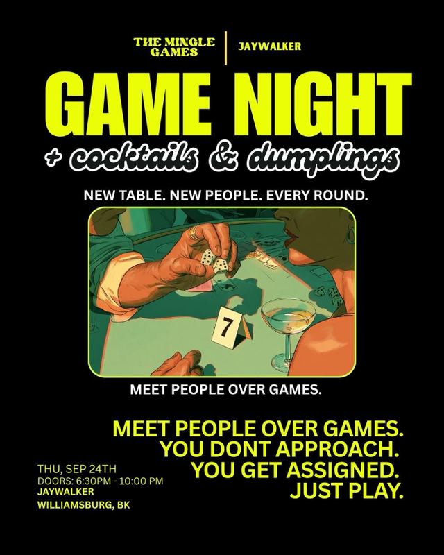 Game Night + Cocktails & Dumplings, Thu, Sep 24, Jaywalker, Williamsburg