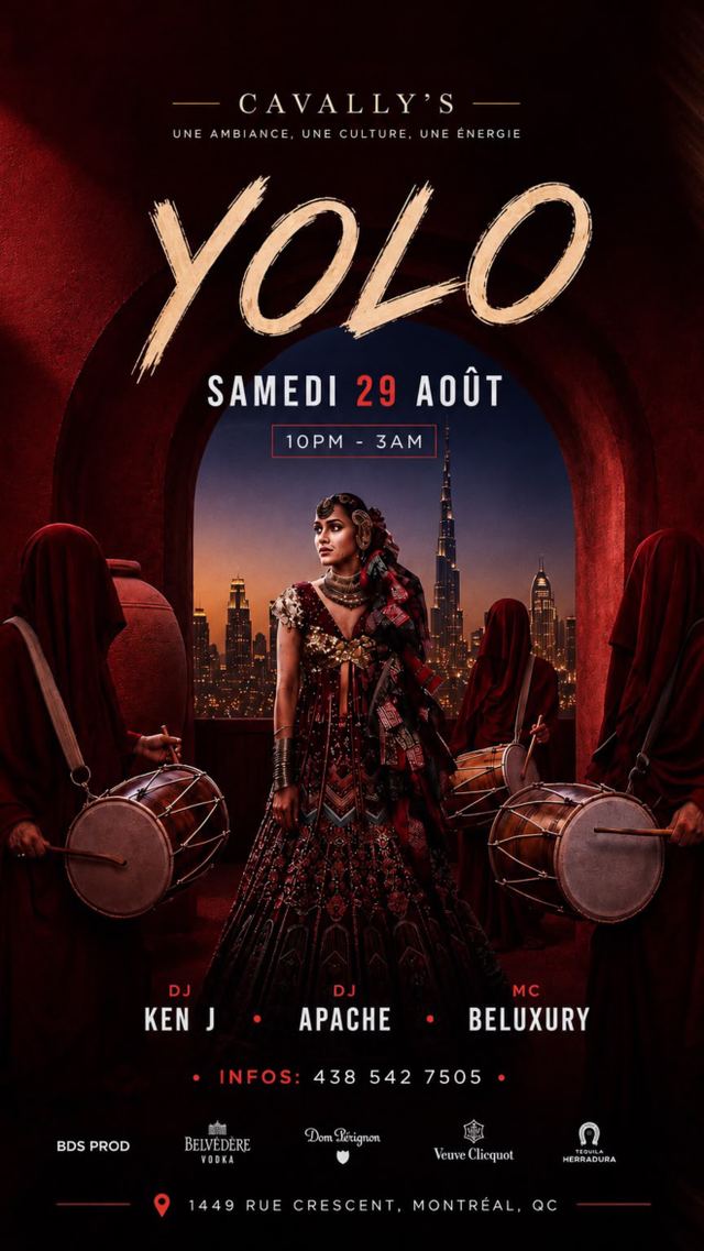 YOLO, Sat, Aug 29, Cavally's, Downtown Montreal