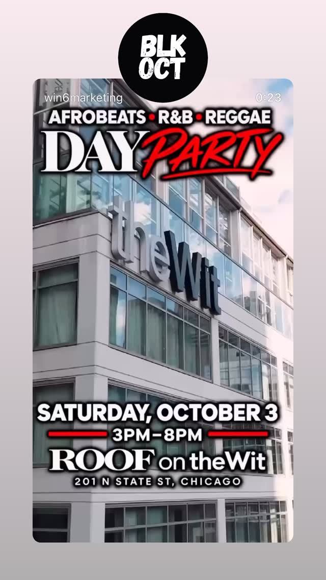 DAY PARTY, Sat, Oct 3, ROOF on the Wit, The Loop