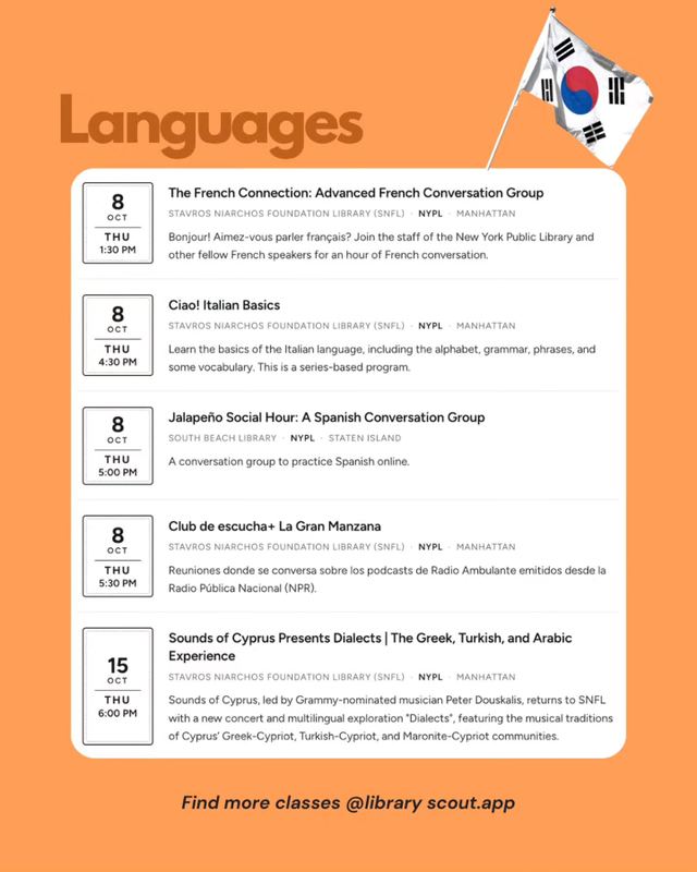 Club de escucha+ La Gran Manzana, Thu, Oct 8, Stavros Niarchos Foundation Library (SNFL)