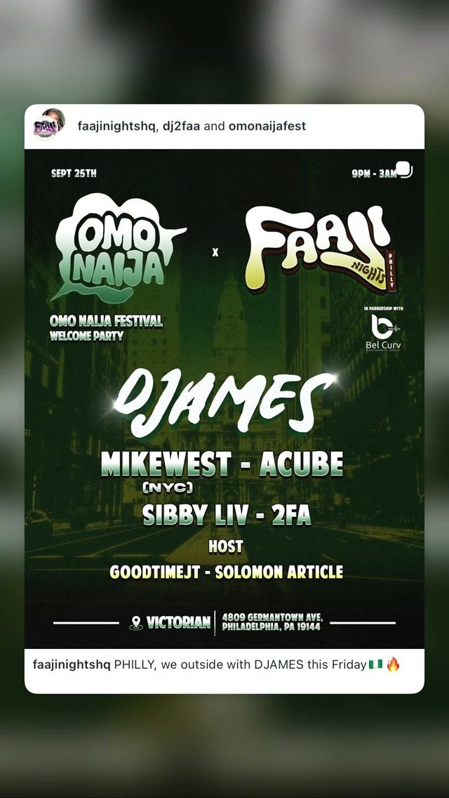 Omo Naija x Faaji Nights: Omo Naija Festival Welcome Party, Fri, Sep 25, The Victorian