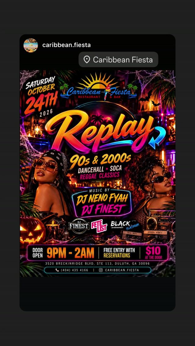 Replay, Sat, Oct 24, Caribbean Fiesta Restaurant, Gwinnett Place
