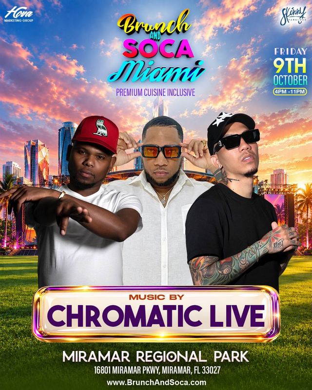 Brunch Soca Miami, Fri, Oct 9, Miramar Regional Park