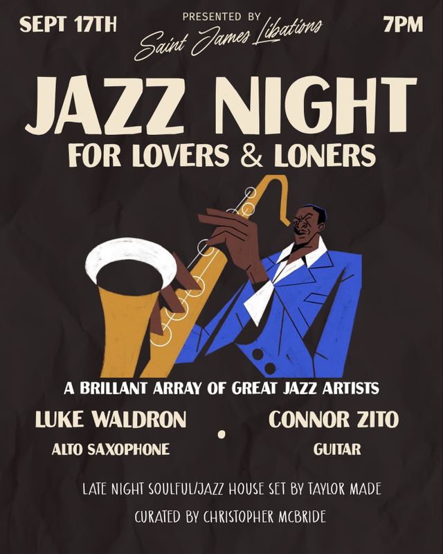 Jazz Night for Lovers & Loners, Thu, Sep 17, Saint James Libations, Bushwick