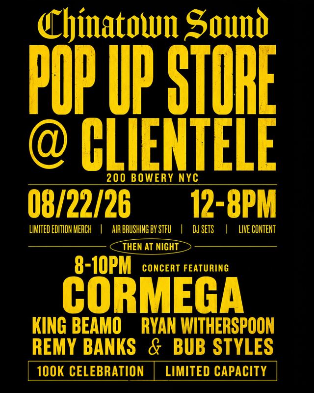 Chinatown Sound POP UP STORE, Sat, Aug 22, Clientele, Lower East Side