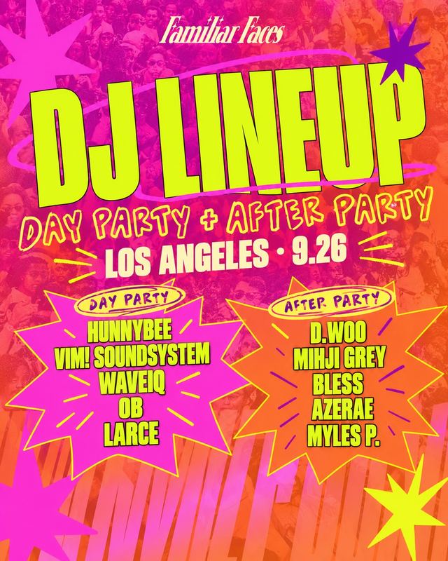 Familiar Faces Day Party, Sat, Sep 26, 8th & Sante Fe