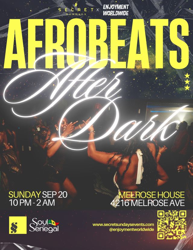 Afrobeats After Dark, Sun, Sep 20, 4216 MELROSE AVE