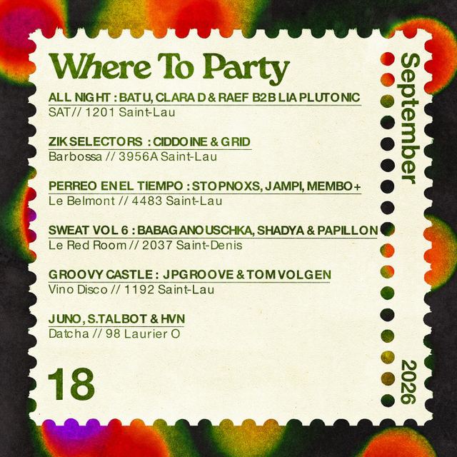 JUNO, S.TALBOT & HVN, Fri, Sep 18, Datcha