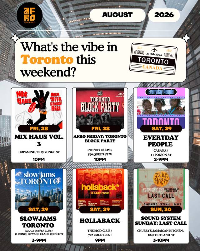 AFRO FRIDAY: TORONTO BLOCK PARTY, Fri, Aug 28, Infinity Room, Old Toronto