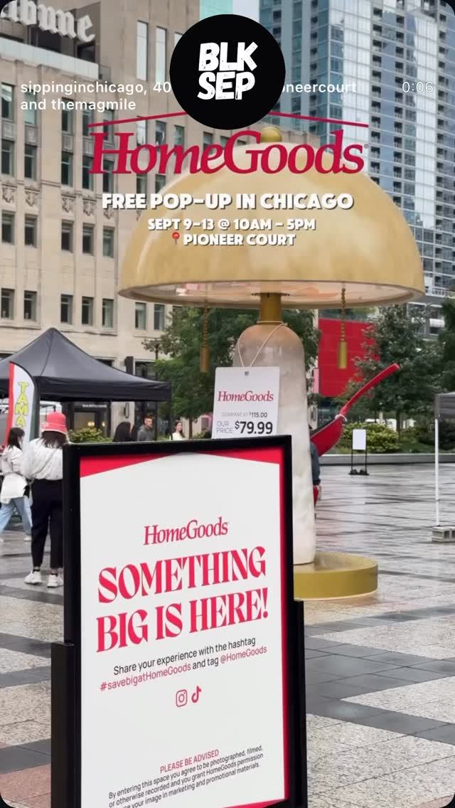 HomeGoods Free Pop-Up, Wed, Sep 9 – Sun, Sep 13, Pioneer Court, Streeterville