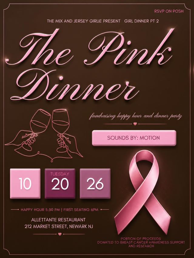 The Pink Dinner, Tue, Oct 20, Allettante Italian Restaurant, Downtown Newark