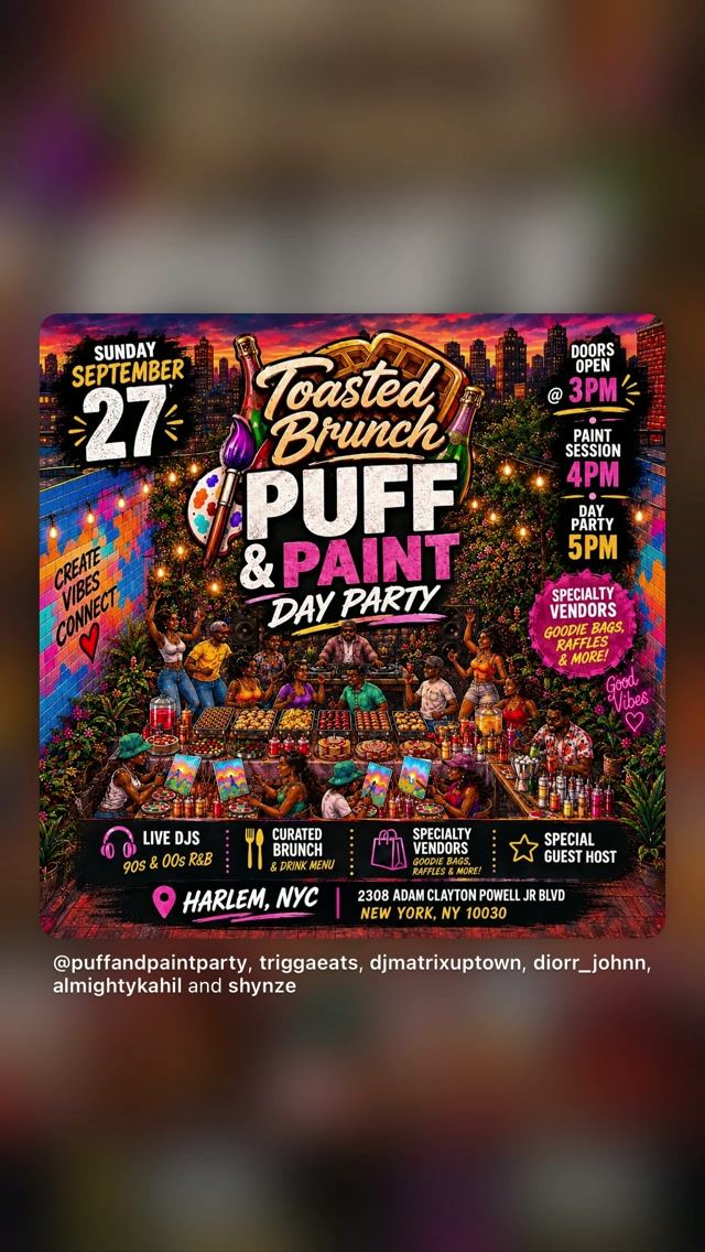 Toasted Brunch Puff & Paint Day Party, Sun, Sep 27