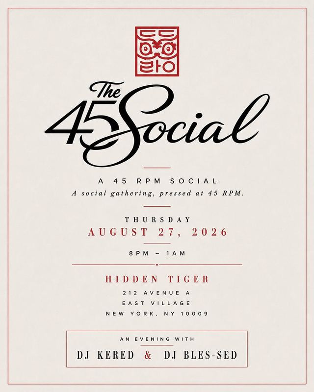 The 45 Social, Thu, Aug 27, Hidden Tiger, East Village