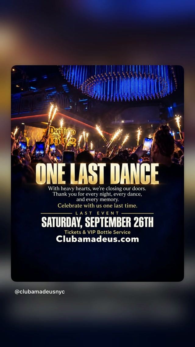 ONE LAST DANCE, Sat, Sep 26, Club Amadeus, Elmhurst