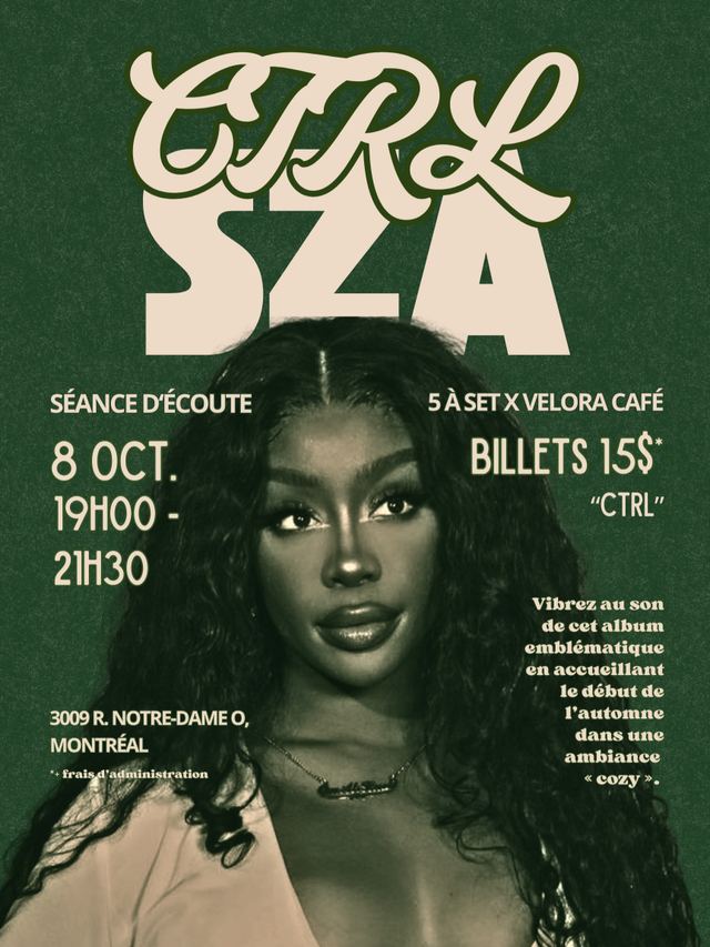 SZA 'Ctrl' Listening Session, Thu, Oct 8, Velora Cafe