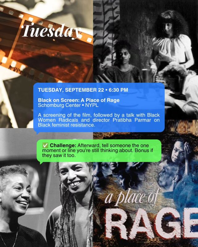 Black on Screen: A Place of Rage, Tue, Sep 22, Schomburg Center • NYPL