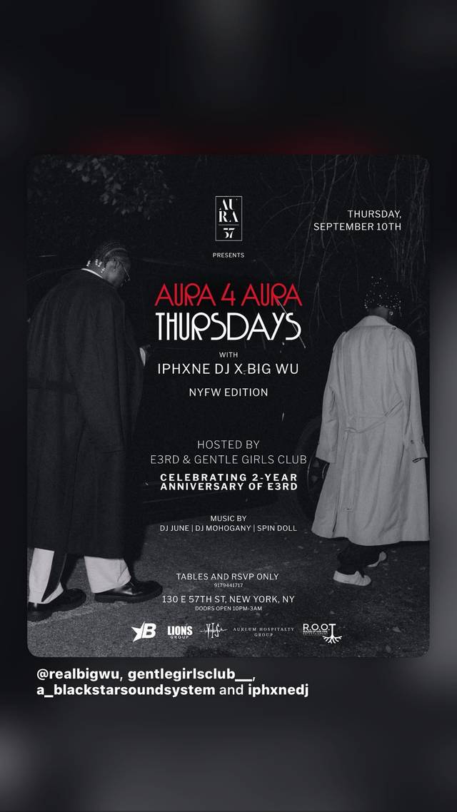 Aura 4 Aura Thursdays (NYFW Edition), Thu, Sep 10, Aura 57, Midtown East