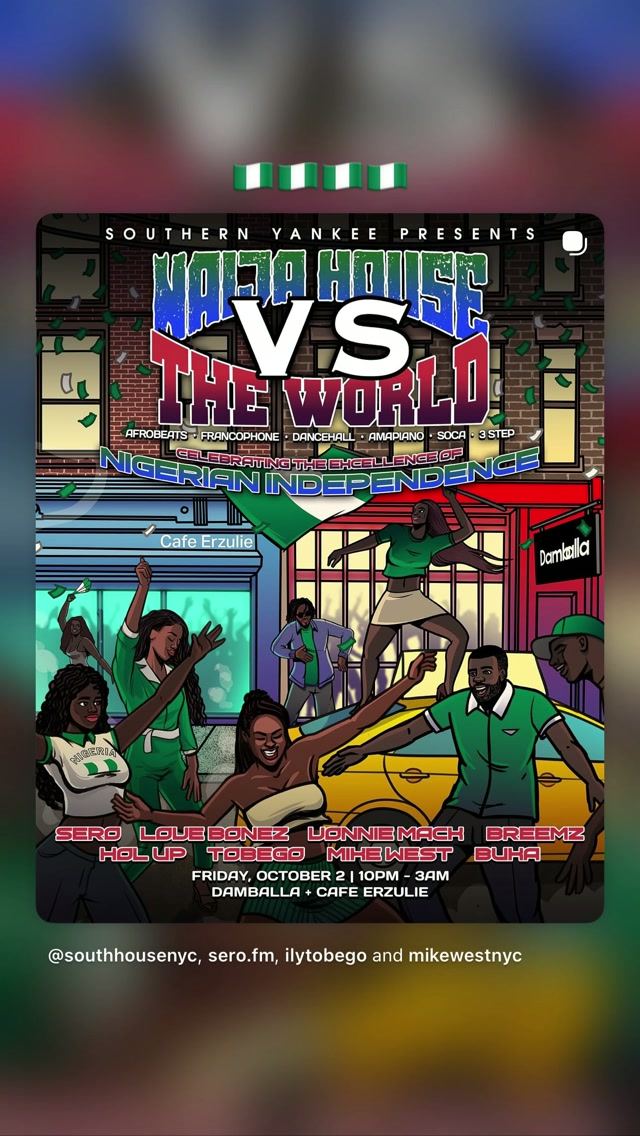 Naija House vs The World, Fri, Oct 2, Cafe Erzulie, Bushwick