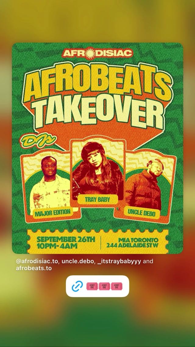 AFROBEATS TAKEOVER, Sat, Sep 26, MIA TORONTO, Entertainment District