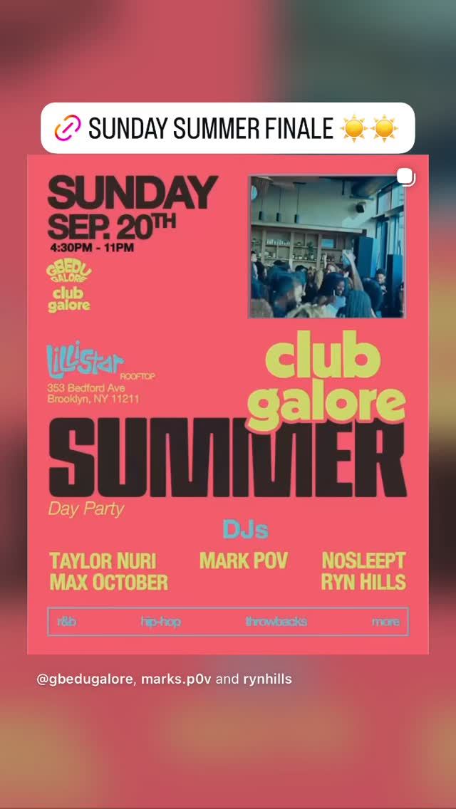 Club Galore Summer, Sun, Sep 20, Lillistar, Bushwick